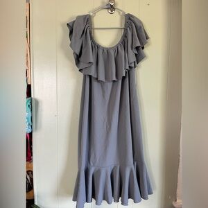Elegant Gray Ruffle Dress